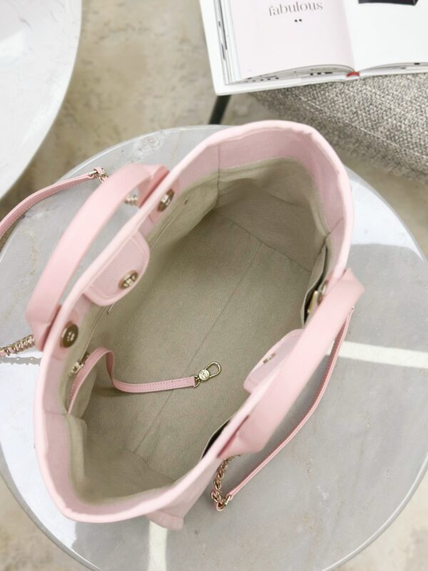 CHANEL Small Deauville Shopping Tote Light Pink Canvas
