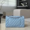 CHANEL Baby Blue Classique Flap Medium Handbag Silver Hardware