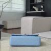 CHANEL Baby Blue Classique Flap Medium Handbag Silver Hardware