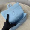 CHANEL Baby Blue Classique Flap Medium Handbag Silver Hardware