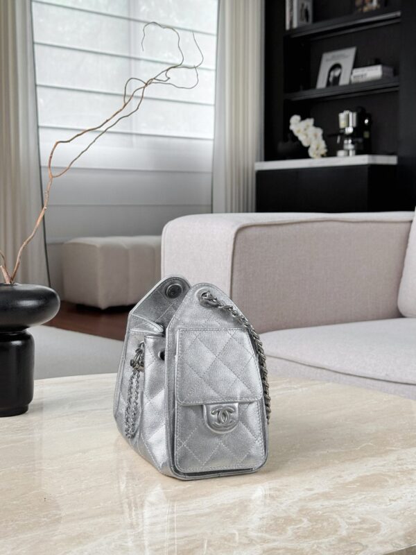 CHANEL 25Bag Calfskin in Light Metallie Silver