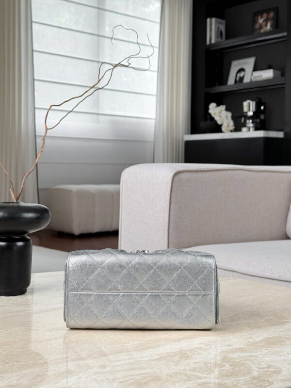 CHANEL 25Bag Calfskin in Light Metallie Silver