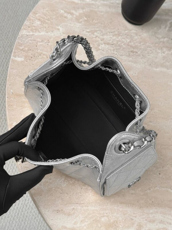CHANEL 25Bag Calfskin in Light Metallie Silver