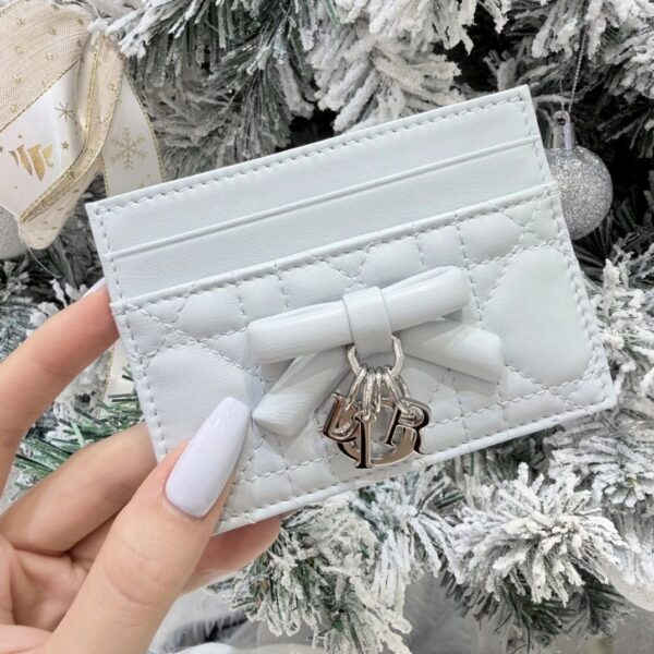 DIOR Lady Dior Freesia Card Holder Ice Blue Cannage Lambskin