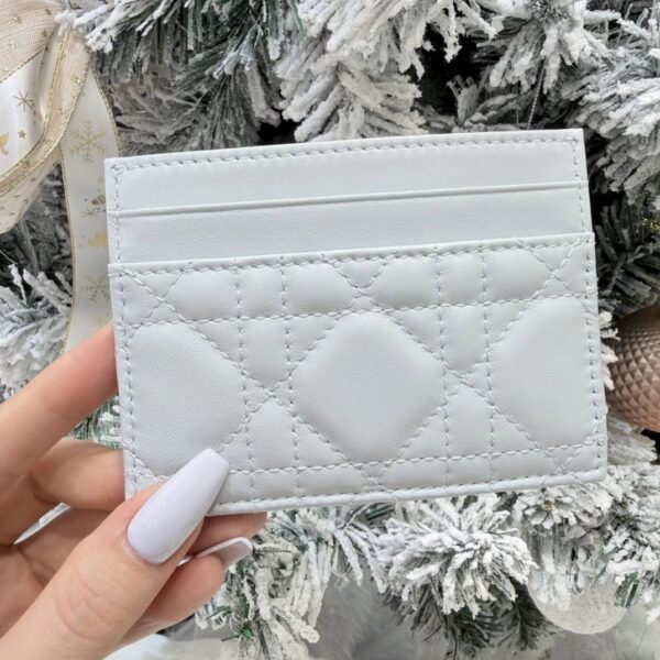 DIOR Lady Dior Freesia Card Holder Ice Blue Cannage Lambskin