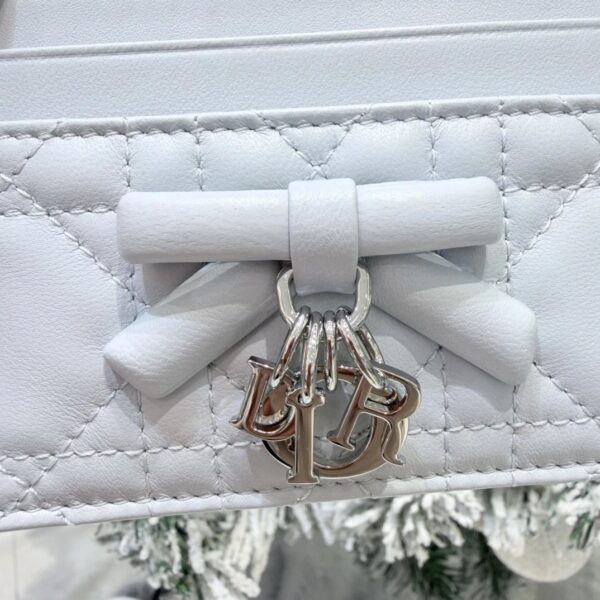 DIOR Lady Dior Freesia Card Holder Ice Blue Cannage Lambskin