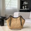 chanel mini coco shopping bag raffia and black calfskin