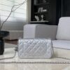 CHANEL Metallic Caviar Quilted Mini Rectangular CC Slide Flap Silver