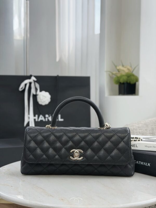 CHANEL Maxi Coco Handle Long Flap Bag Black