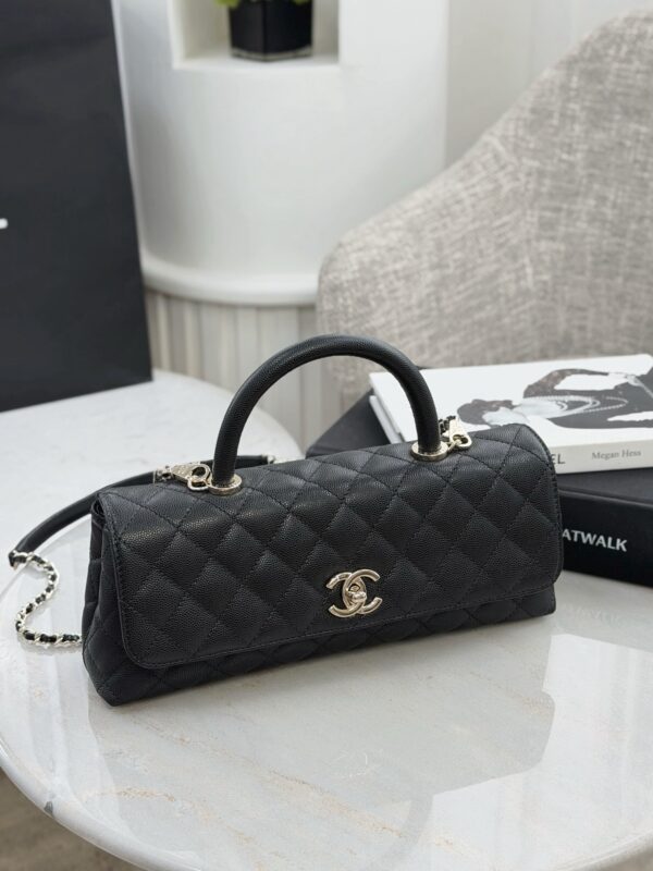 CHANEL Maxi Coco Handle Long Flap Bag Black