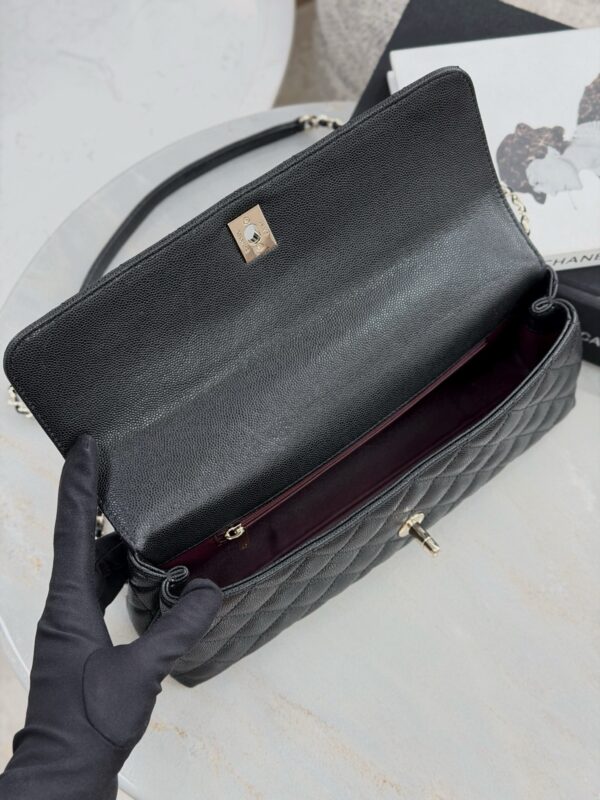 CHANEL Maxi Coco Handle Long Flap Bag Black