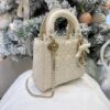 Mini Lady Dior Bag with Chain Craie Cannage Lambskin