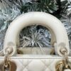 Mini Lady Dior Bag with Chain Craie Cannage Lambskin