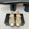CHANEL Beige Mesh Quilted Mary Jane Flats