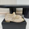 CHANEL Beige Mesh Quilted Mary Jane Flats