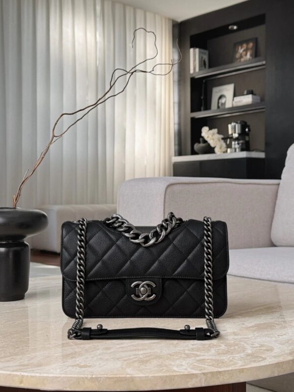 CHANEL Flap Bag Quilted Goatskin Small Black