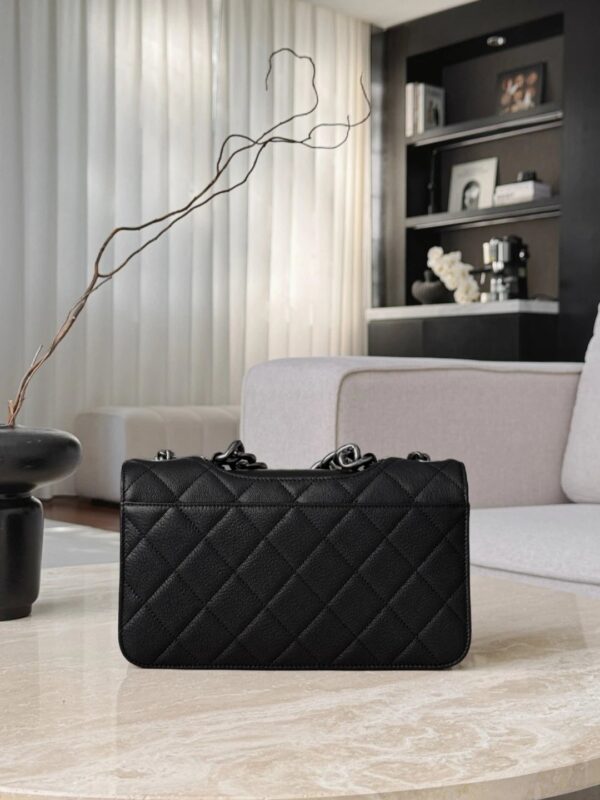 CHANEL Flap Bag Quilted Goatskin Small Black