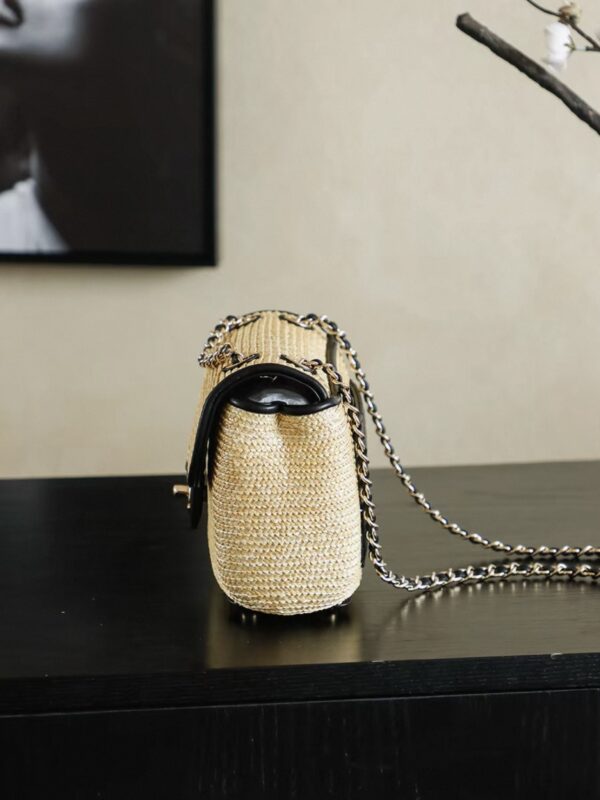 CHANEL Small Flap Bag Braided Straw, Lambskin