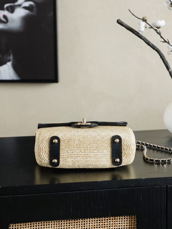 CHANEL Small Flap Bag Braided Straw, Lambskin