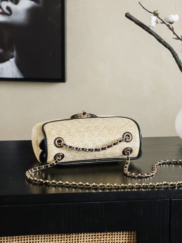 CHANEL Small Flap Bag Braided Straw, Lambskin
