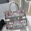 DIOR Canvas Embroidered Medium Book Tote White Multicolor