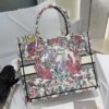 dior canvas embroidered medium book tote white multicolor
