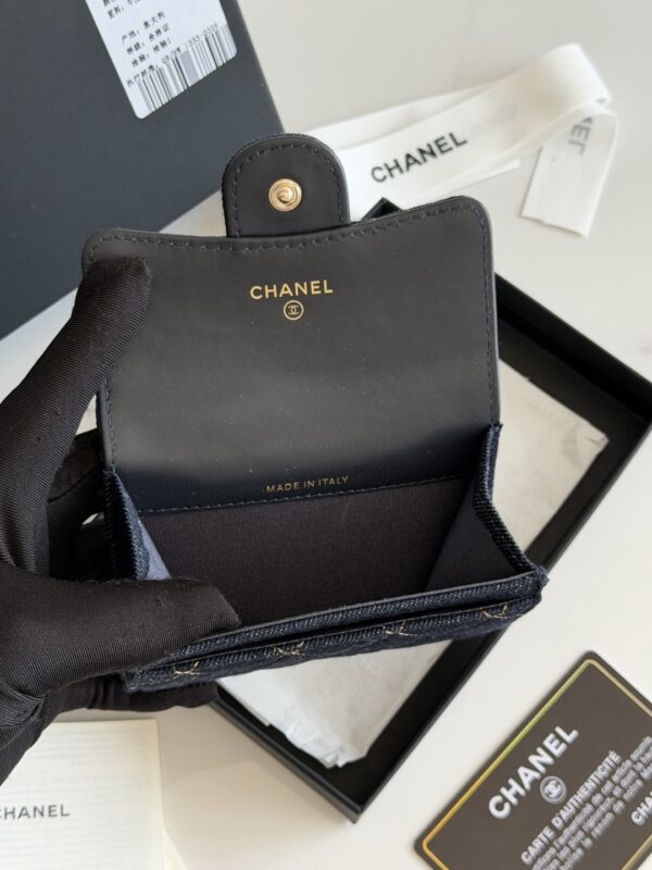 CHANEL Classic Card Holder Denim Dark Blue & Orange