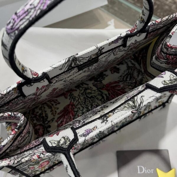 DIOR Canvas Embroidered Medium Book Tote White Multicolor