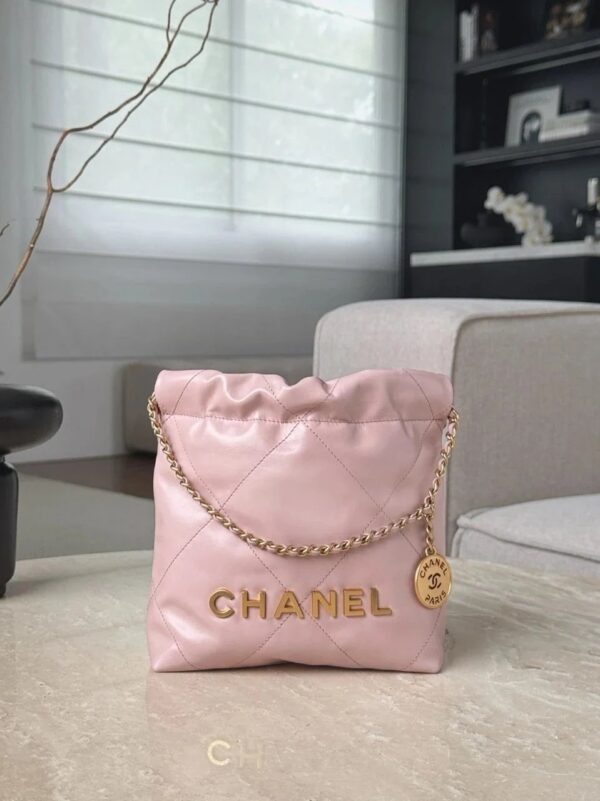 CHANEL MINI Shiny Calfskin Quilted 22bag Pink