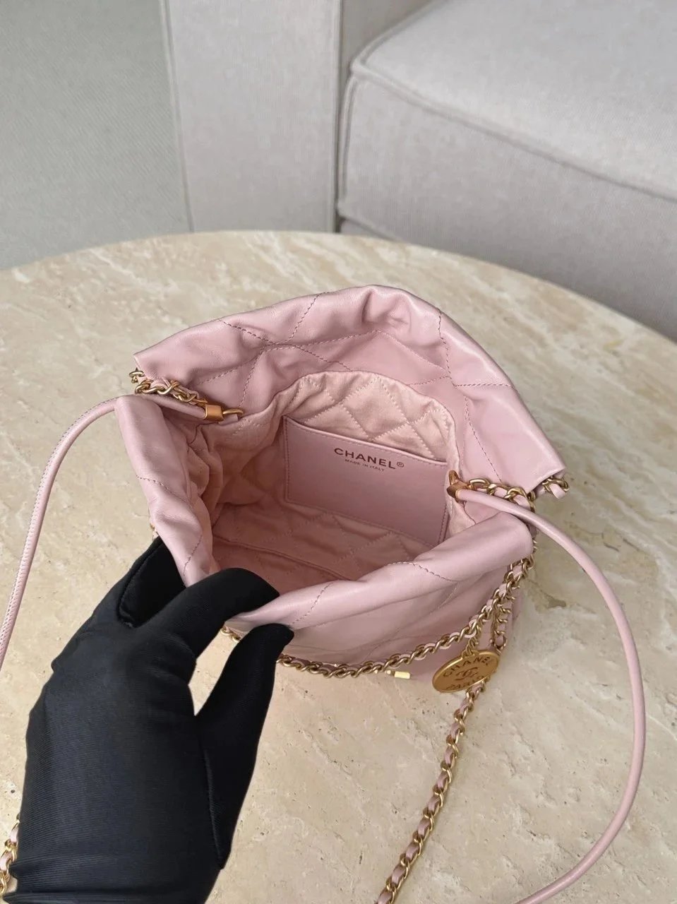 IMG_2490 CHANEL MINI Shiny Calfskin Quilted 22bag Pink - 图片 6