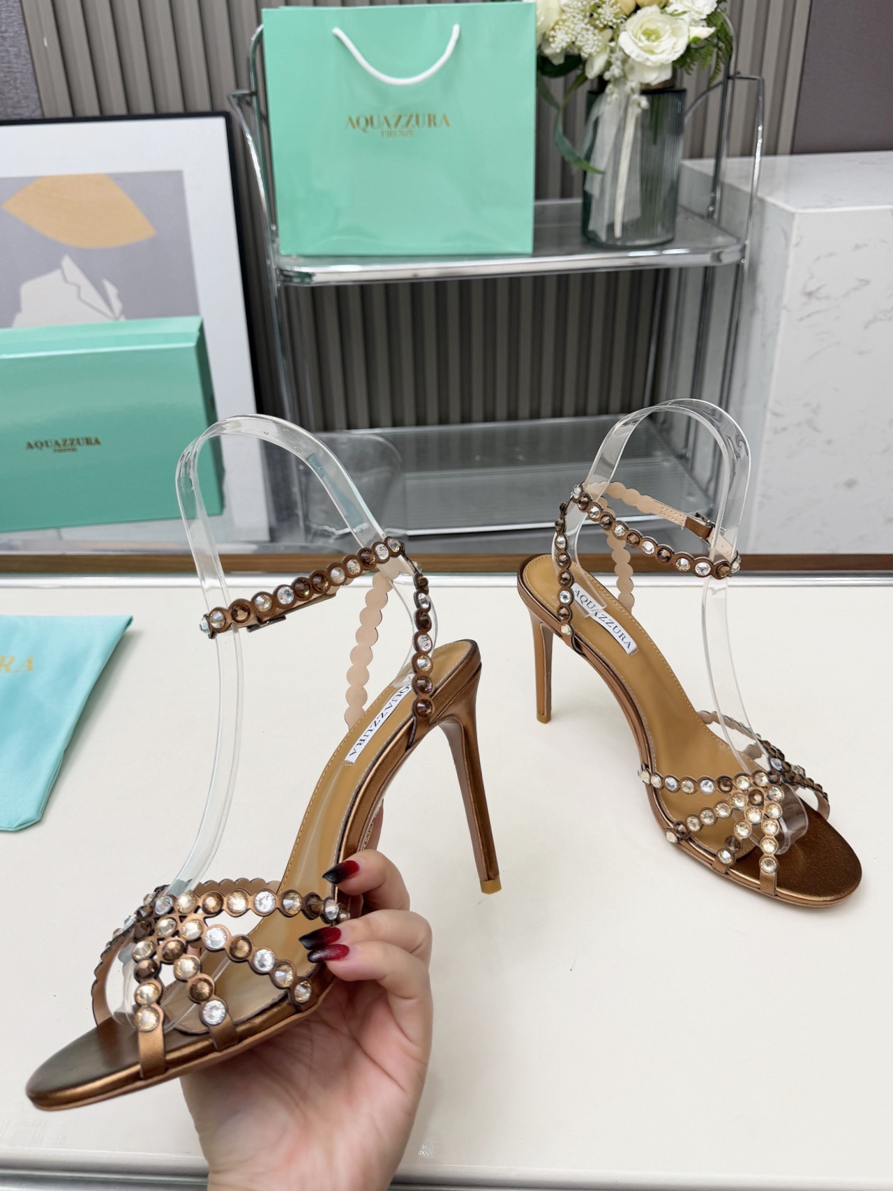 IMG_2554 Aquazzura Tequila 85 embellished leather sandals - 图片 4