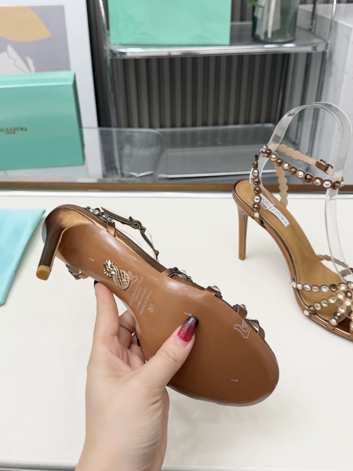 IMG_2555 Aquazzura Tequila 85 embellished leather sandals - 图片 6