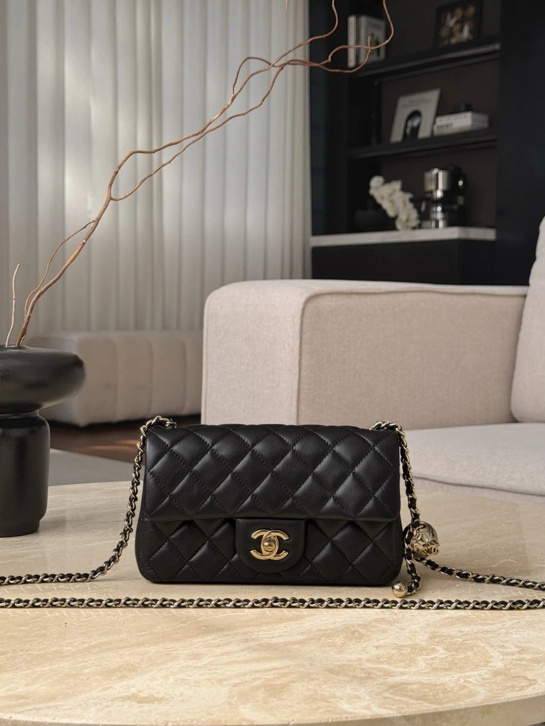 IMG_2708 CHANEL Classic Flap CF with Light Gold Ball Charm – 20cm