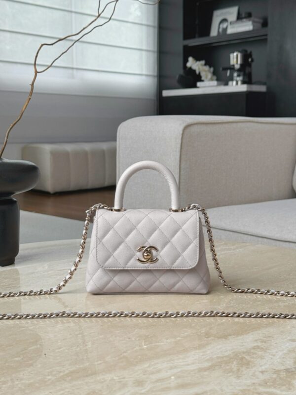 CHANEL Mirco Cocohandle Grained Calfskin – Light Grey