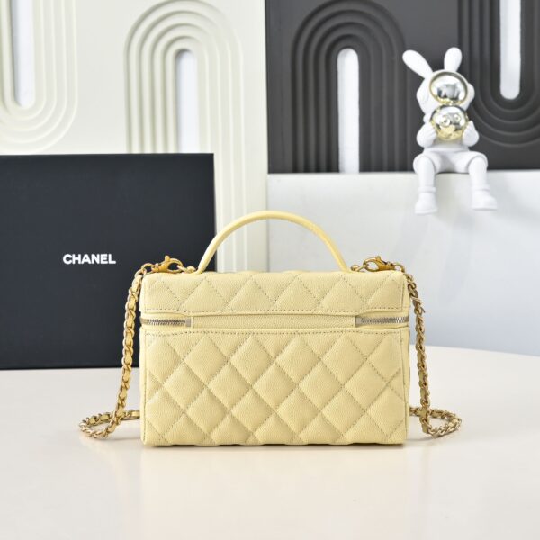 CHANEL 25P Brushed Gold Logo Chain Vanity Bag