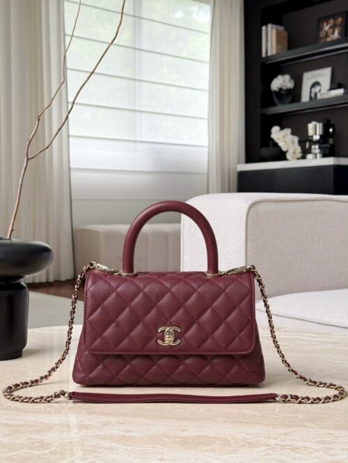 chanel 24a flap bag with top coco small handle grained calfskin