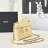 CHANEL 25P Brushed Gold Logo Chain Vanity Bag