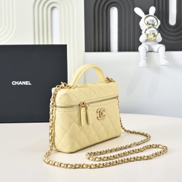 CHANEL 25P Brushed Gold Logo Chain Vanity Bag
