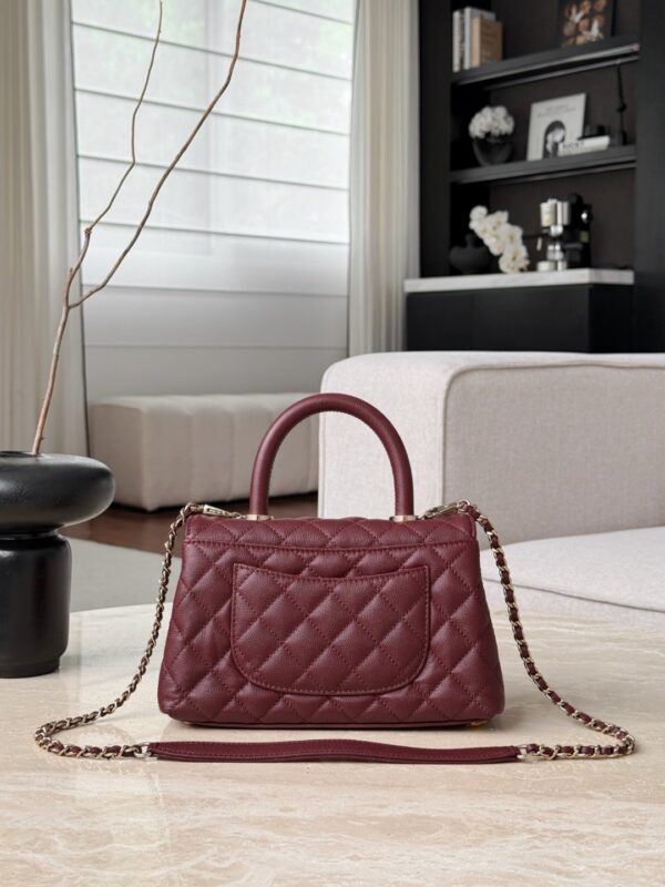 CHANEL 24A Flap Bag with Top COCO Small Handle Grained Calfskin