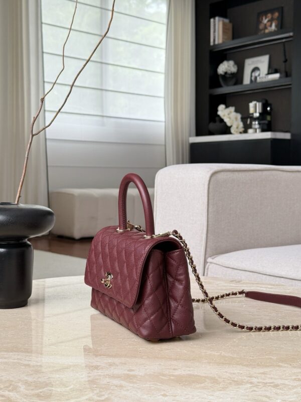 chanel 24a flap bag with top coco small handle grained calfskin