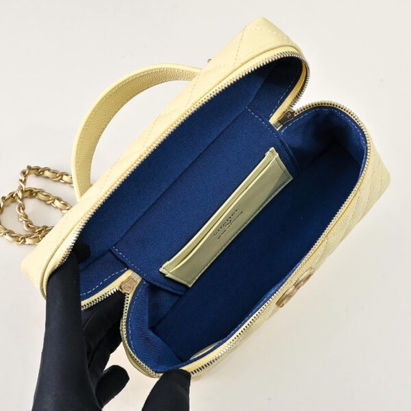 CHANEL 25P Brushed Gold Logo Chain Vanity Bag