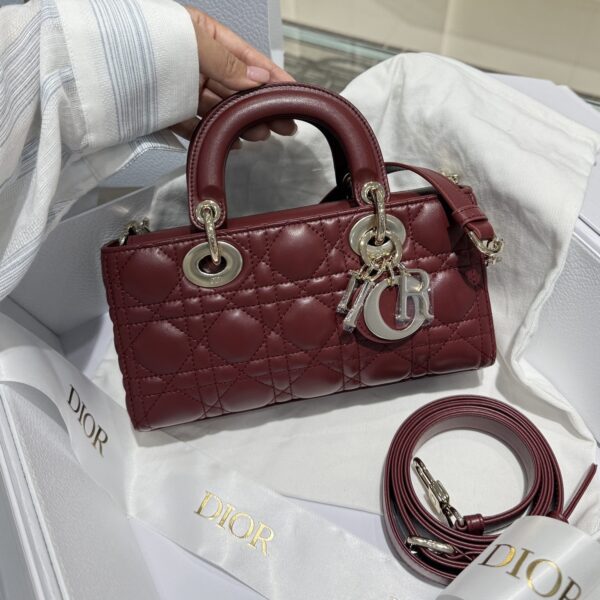 DIOR Small Lady D-Joy Bag Cannage Lambskin Burgundy