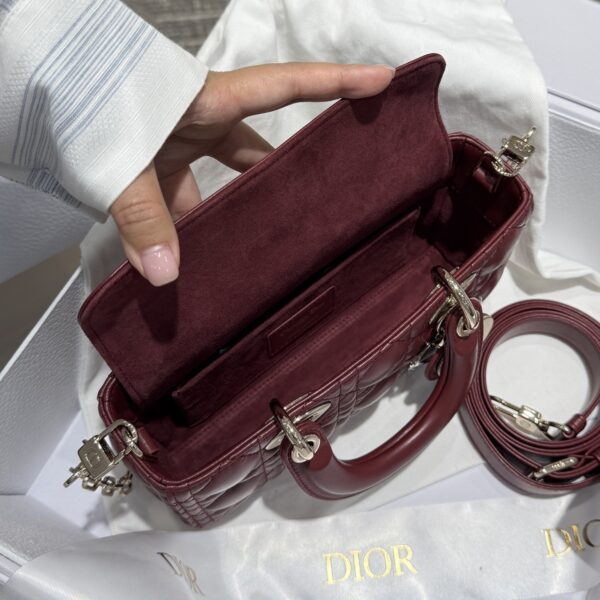 DIOR Small Lady D-Joy Bag Cannage Lambskin Burgundy