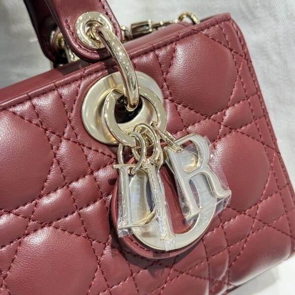 DIOR Small Lady D-Joy Bag Cannage Lambskin Burgundy