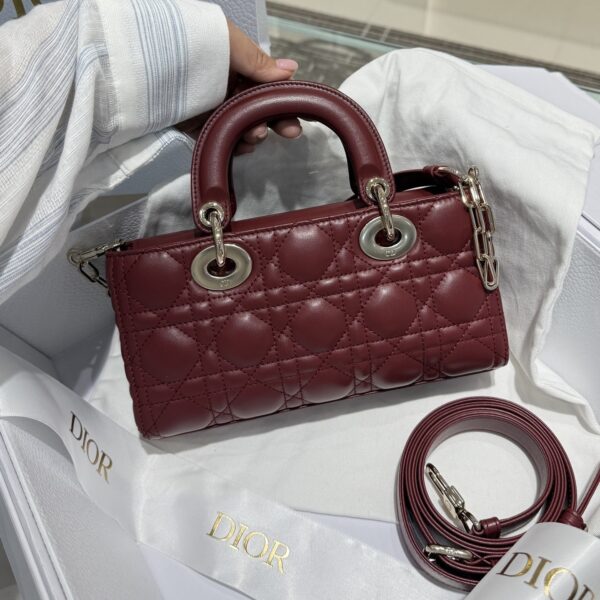 DIOR Small Lady D-Joy Bag Cannage Lambskin Burgundy