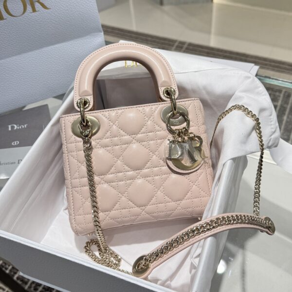 DIOR Mini Lady Dior Bag Cannage Lambskin Powder Pink