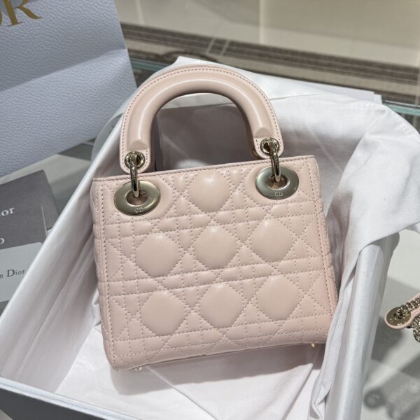 dior mini lady dior bag cannage lambskin powder pink