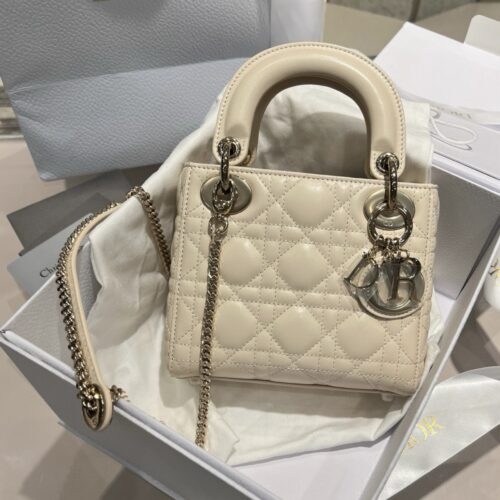 dior mini lady dior cannage lambskin light beige
