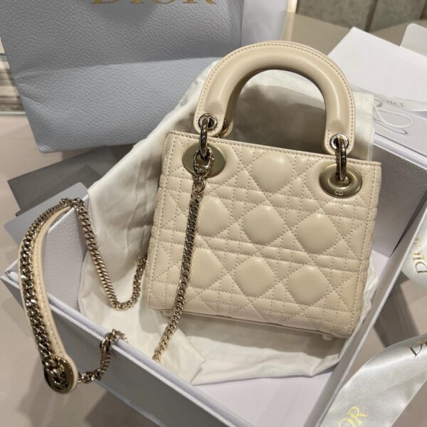 dior mini lady dior cannage lambskin light beige