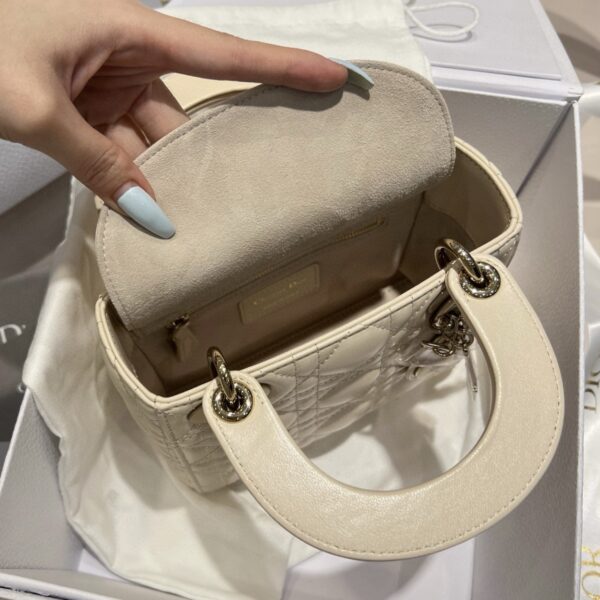 DIOR MINI Lady Dior Cannage Lambskin Light Beige